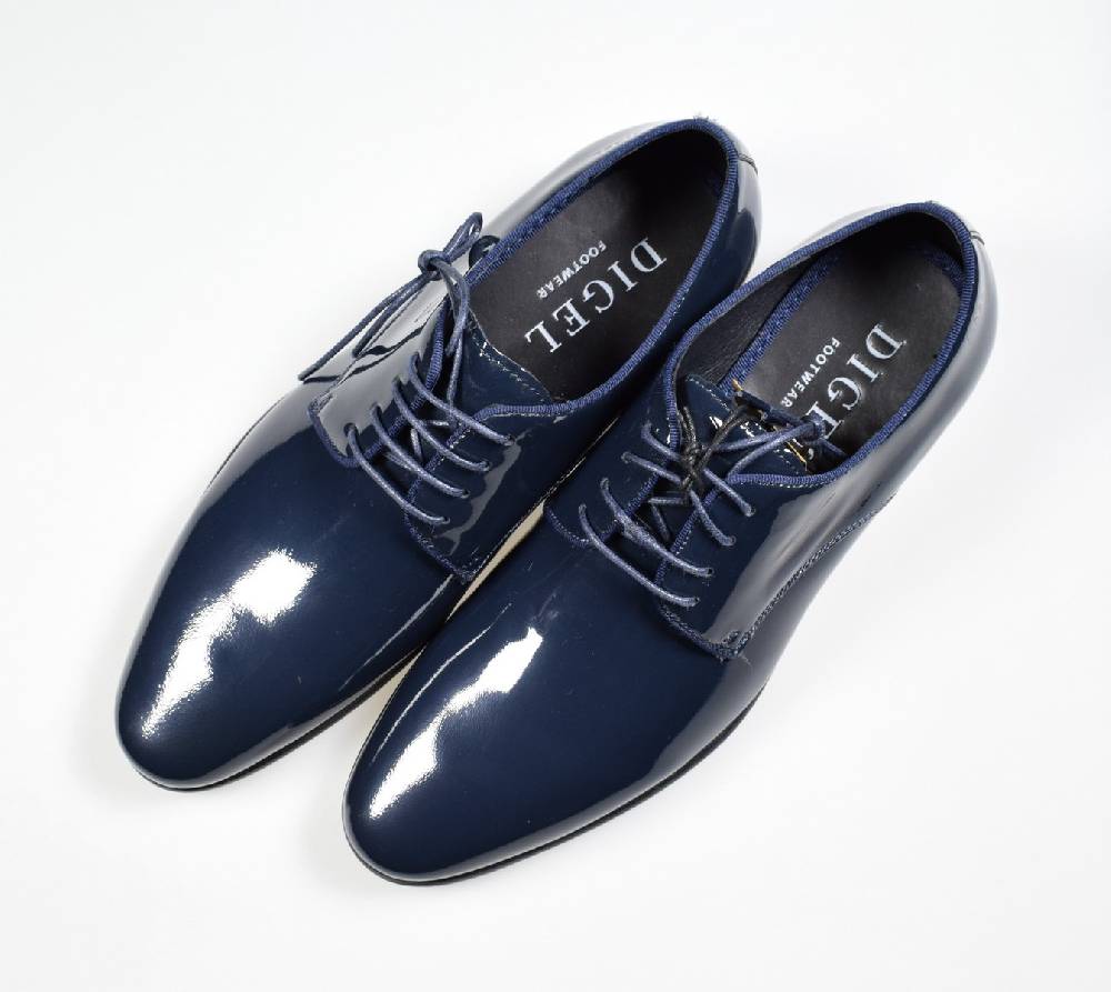 Digel Scarpa elegante da cerimonia blu digel in vera pelle verniciata Soddisfazione Garantita
