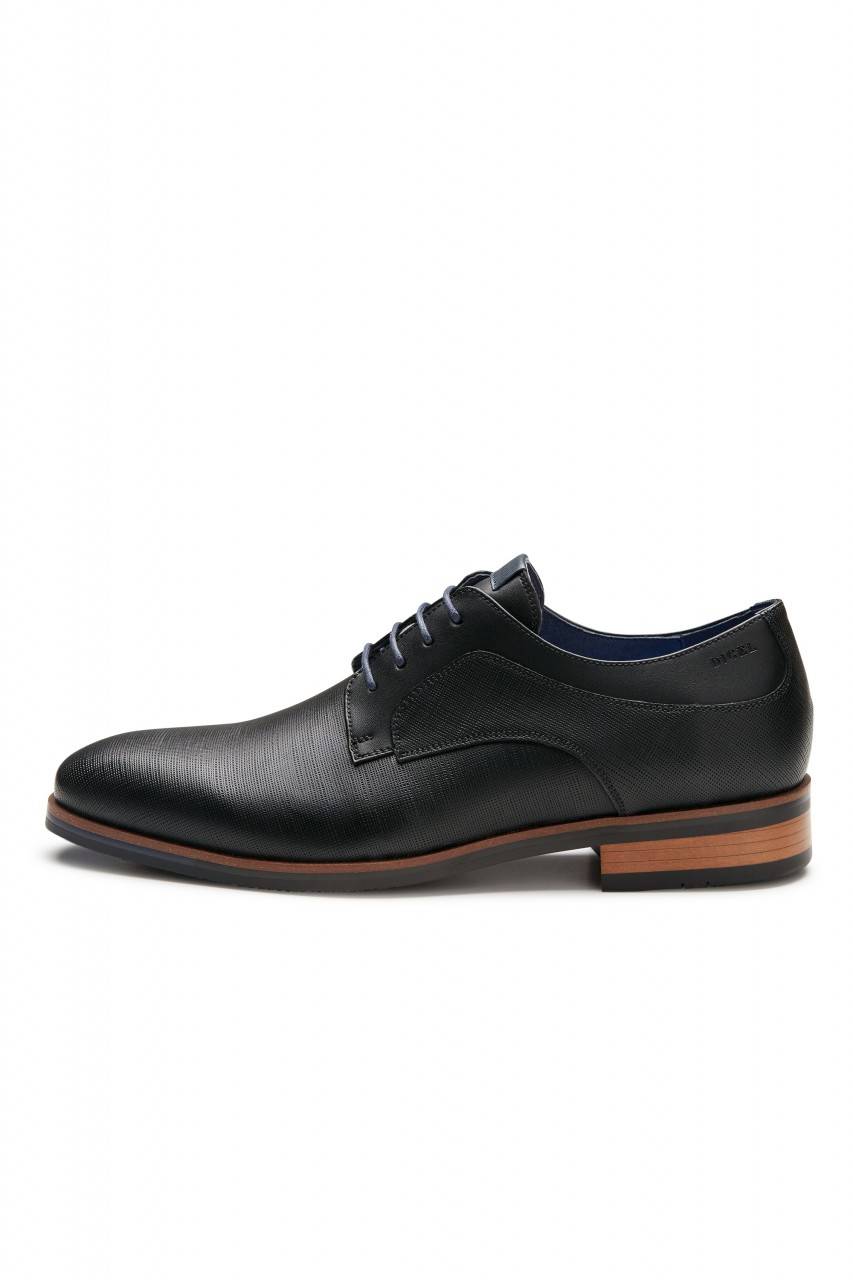 Digel Scarpa elegante derby stringata nera digel in pelle lavorata Sottocosto