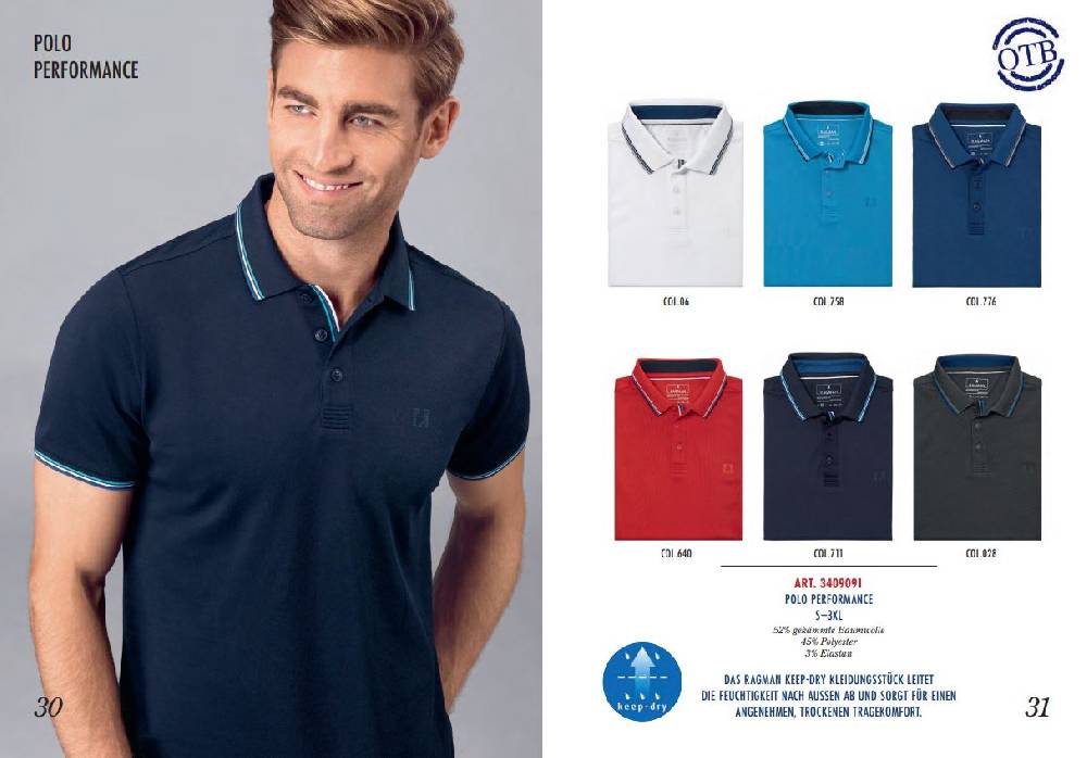 Ragman Polo grigio scuro in tessuto performante ragman modern fit Online