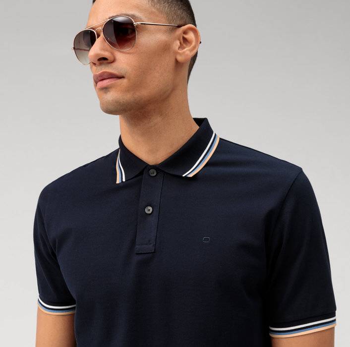 Olymp Polo blu olymp regular fit cotone piqué Nuova