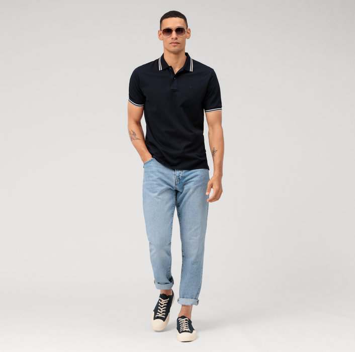 Olymp Polo blu olymp regular fit cotone piqué Nuova
