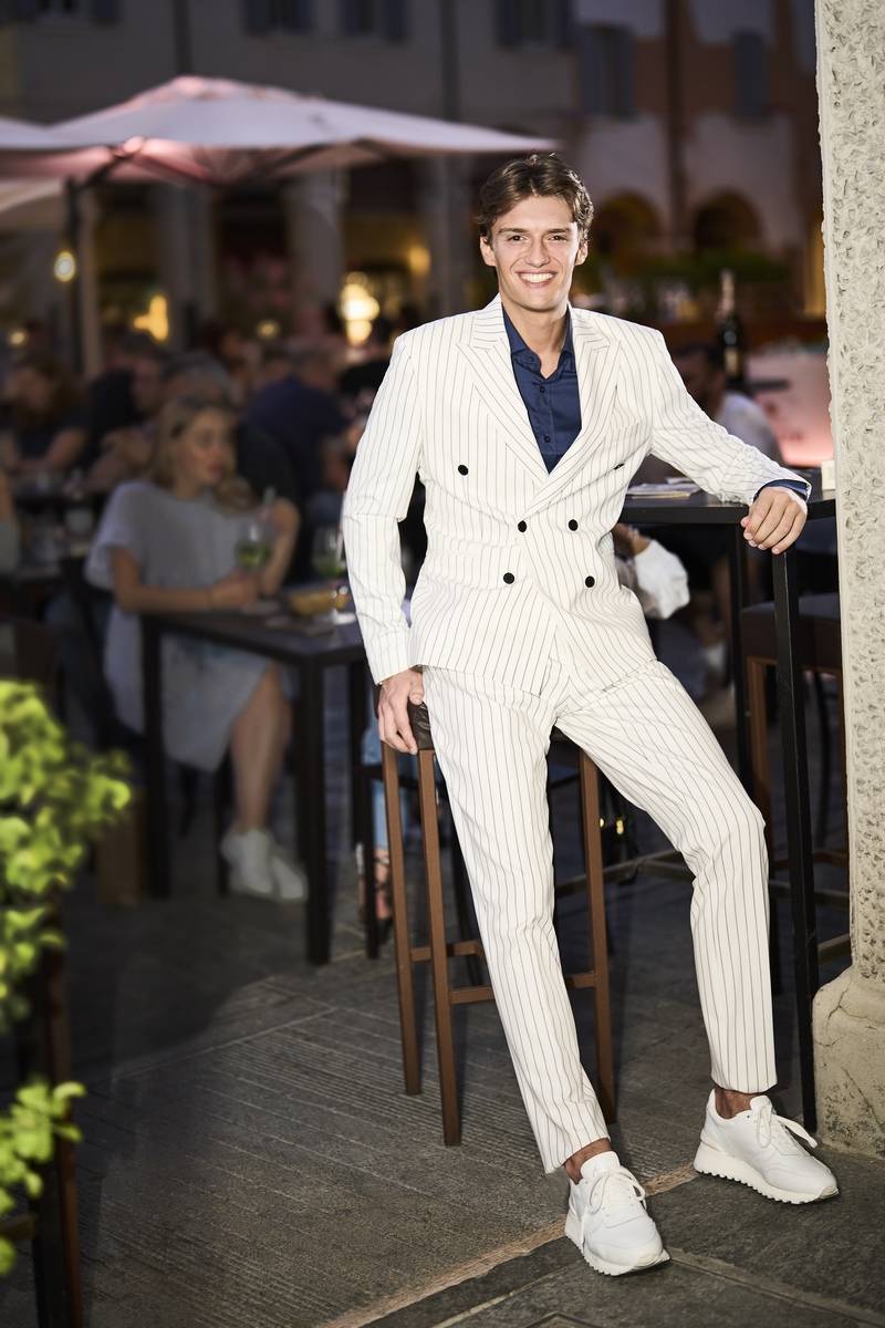 Musani Milano Cerimonia Abito musani gessato a doppio petto slim fit Negozi Online