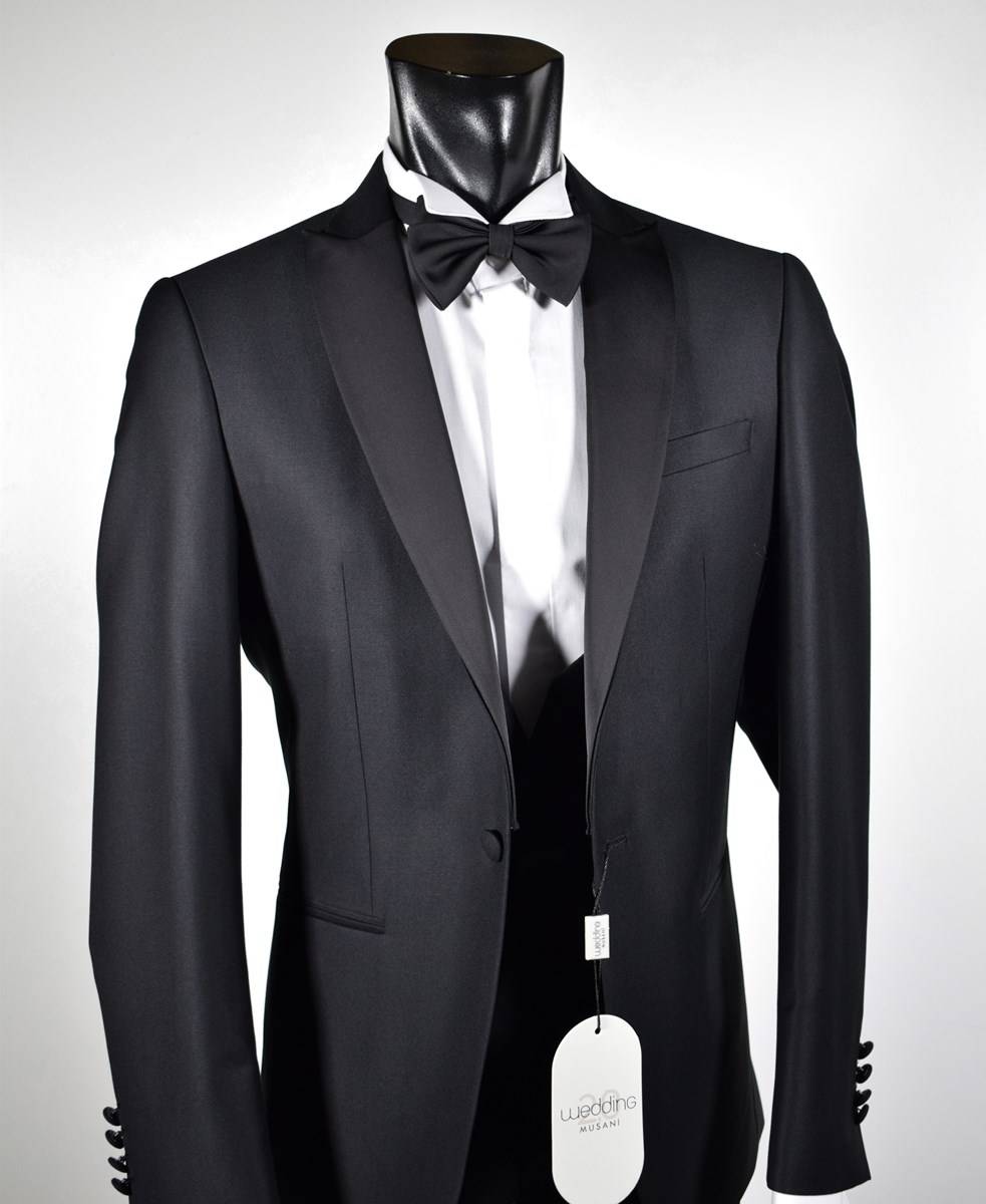 Musani Milano Cerimonia Smoking con panciotto nero slim fit musani cerimonia Economico