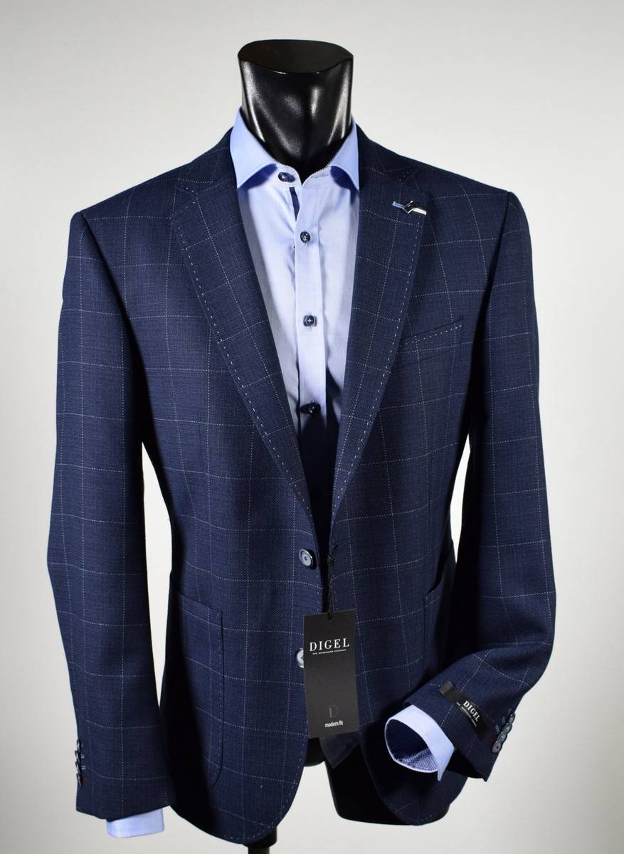 Digel Giacca blu a quadri digel drop sei modern fit In Linea