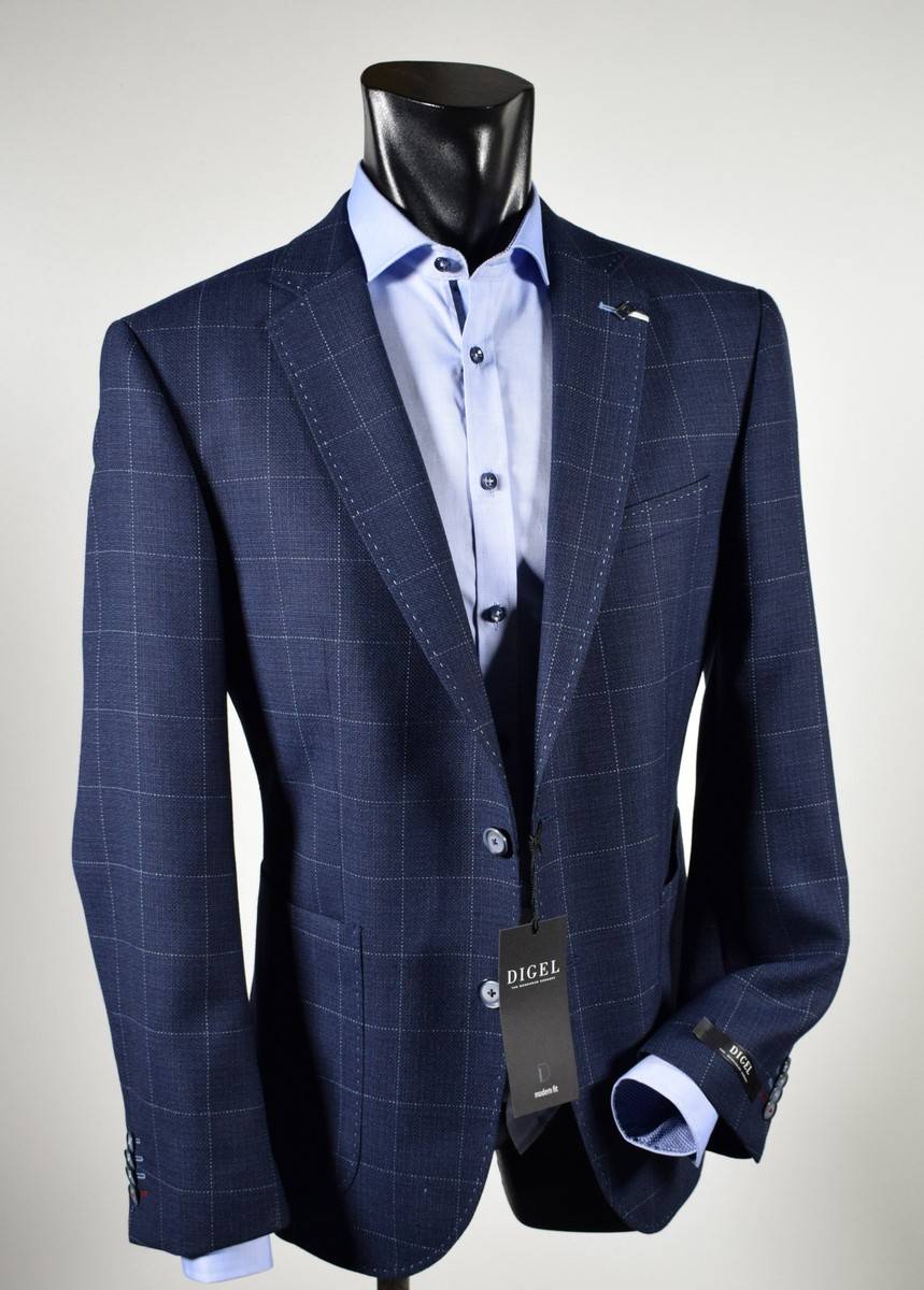 Digel Giacca blu a quadri digel drop sei modern fit In Linea