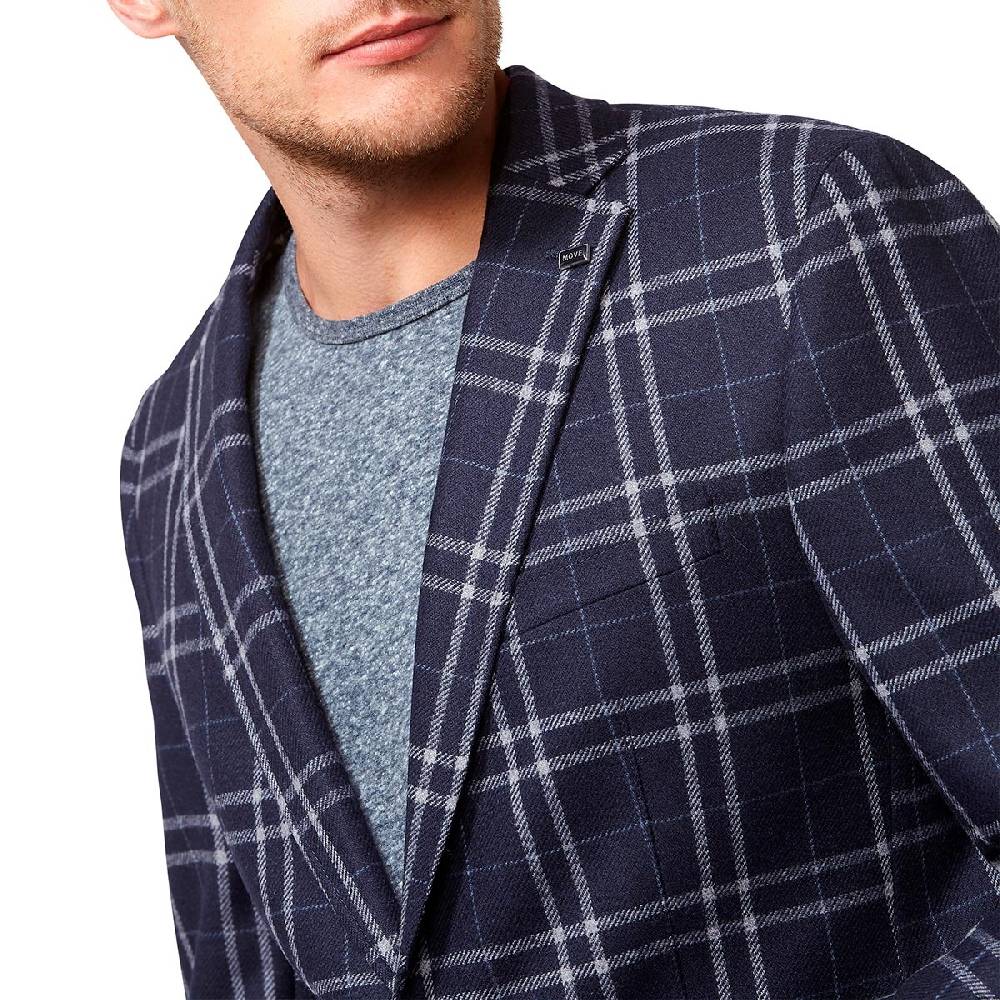 Digel Giacca moda slim fit digel in misto lana blu a quadri Qualità