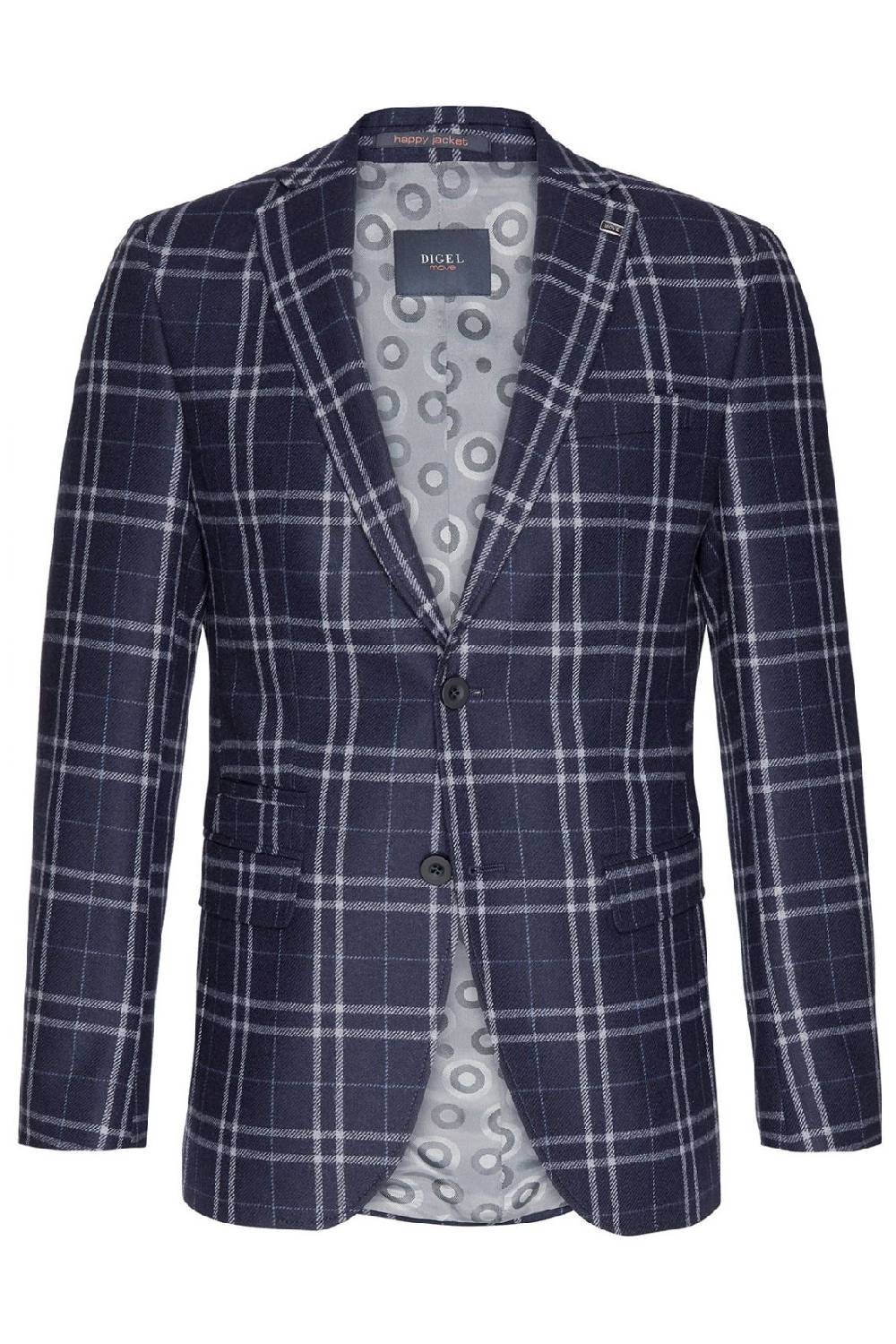 Digel Giacca moda slim fit digel in misto lana blu a quadri Qualità