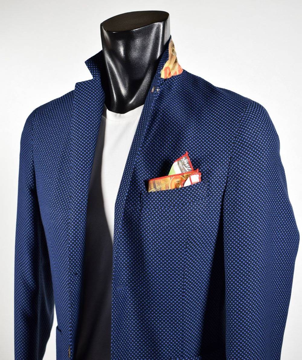 Falko Rosso Giacca blu sfoderata slim fit misto viscosa made in italy Spedizione Gratuita