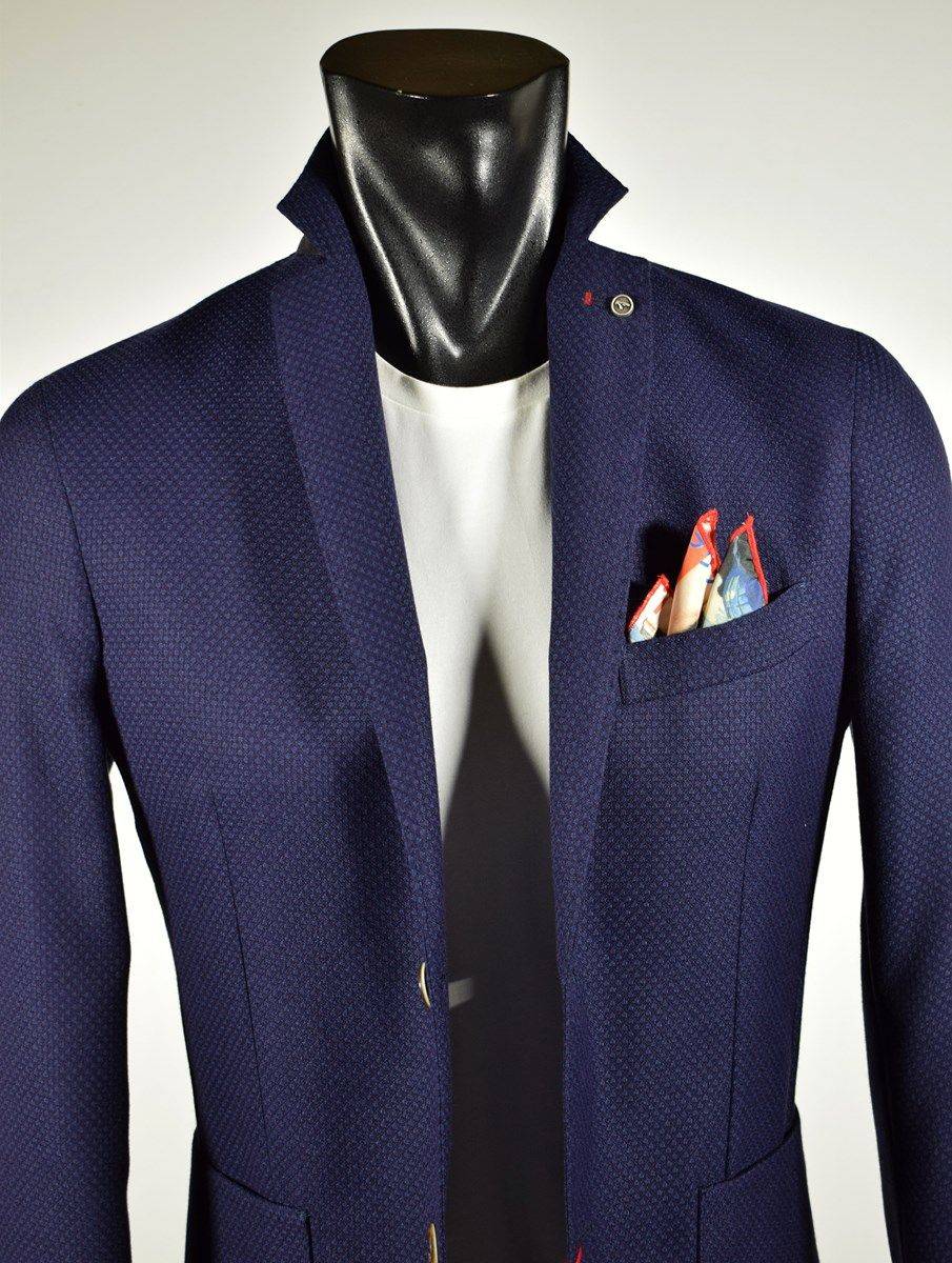 Falko Rosso Giacca slim fit blu sfoderata falko rosso misto viscosa Soddisfazione Garantita
