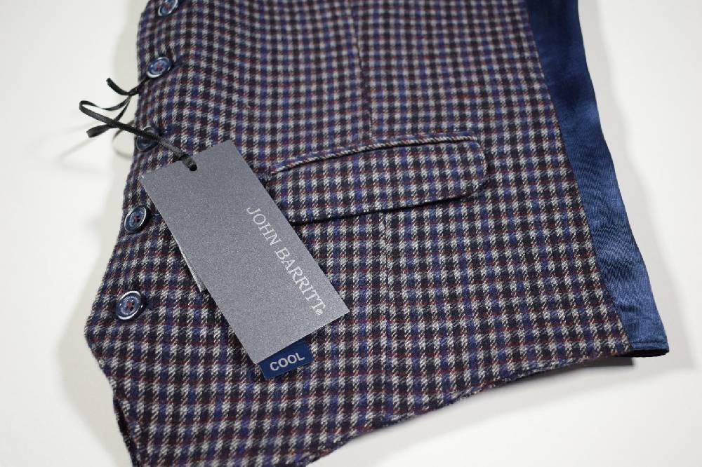 John Barritt Gilet john barritt slim fit fantasia a quadri blu e bordeaux misto lana Qualità Garantita