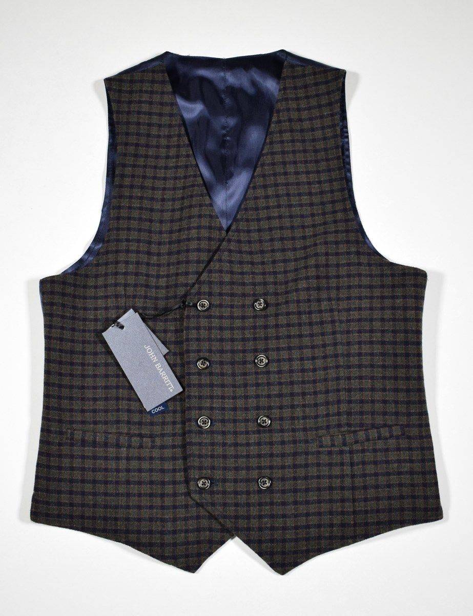 John Barritt Gilet john barritt doppio petto slim fit fantasia a quadri blu verde Negozi Online