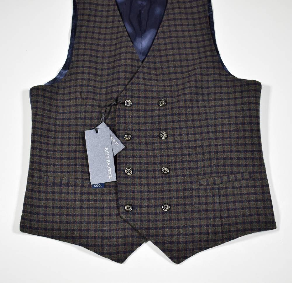 John Barritt Gilet john barritt doppio petto slim fit fantasia a quadri blu verde Negozi Online