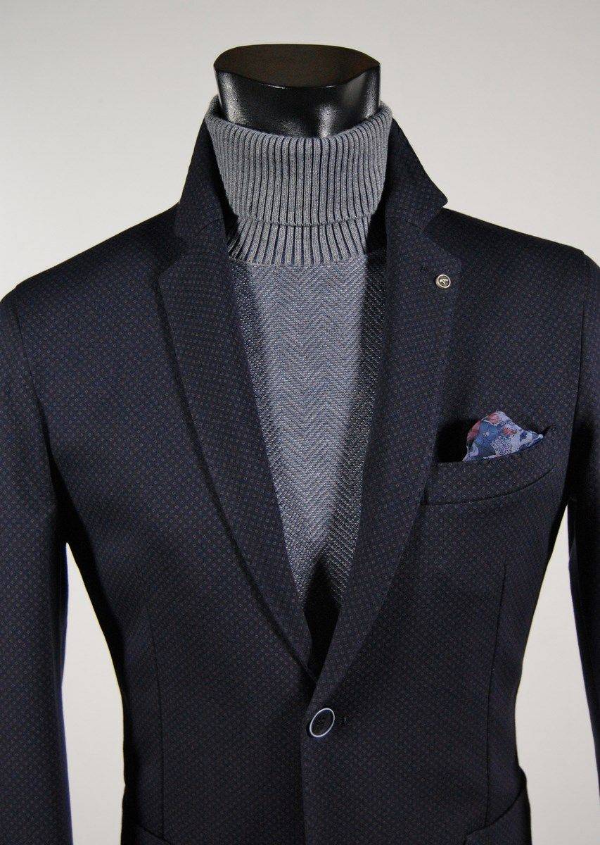 Falko Rosso Giacca blazer sfoderato micro fantasia blu falko rosso Prezzo Ridotto