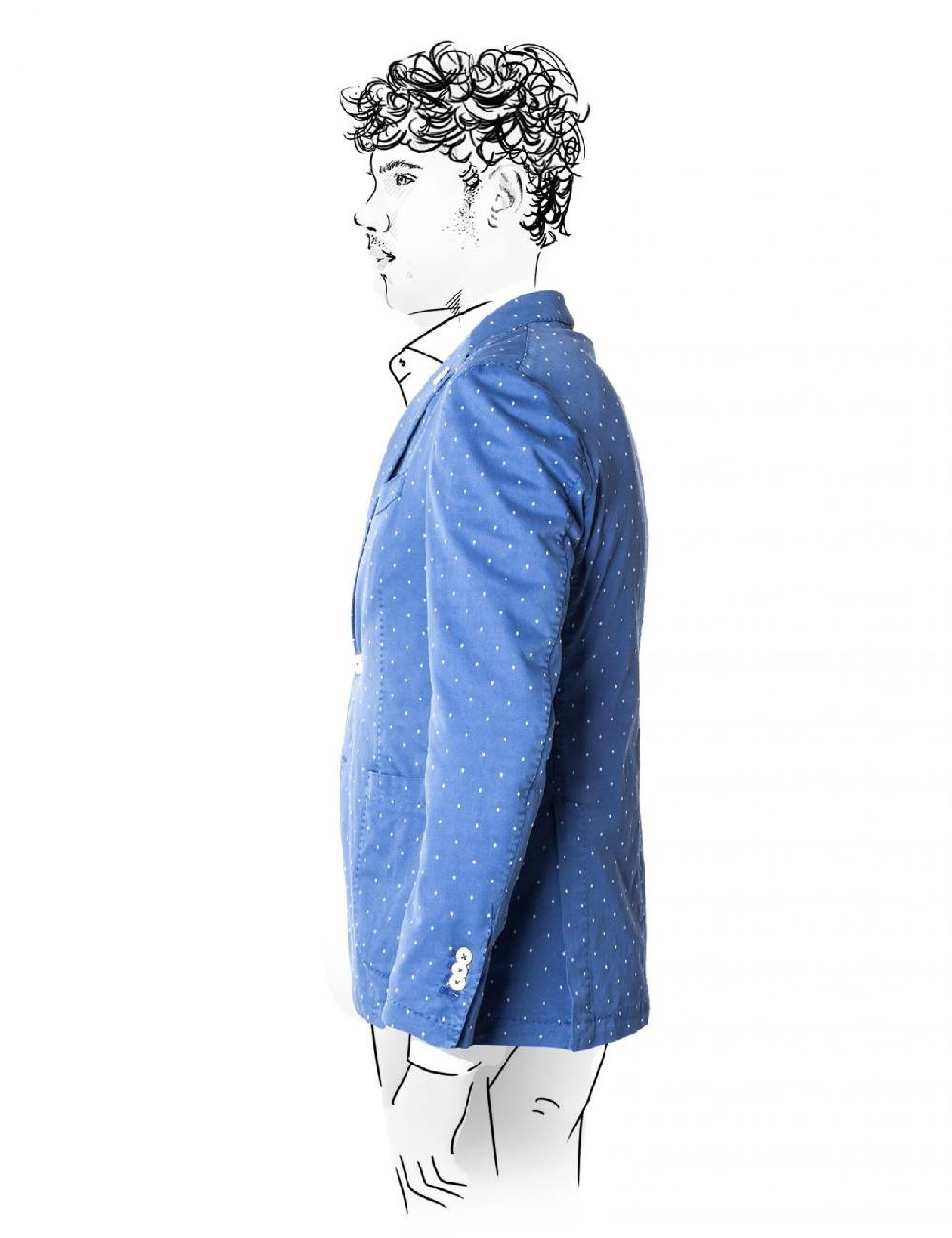 Fradi Giacca slim fit sfoderata fradi in cotone stretch a pois due colori In Vendita
