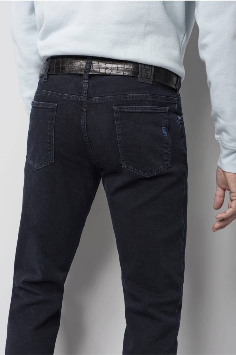 Meyer Jeans blu stone washed regular fit denim stretch bio m5 Saldi