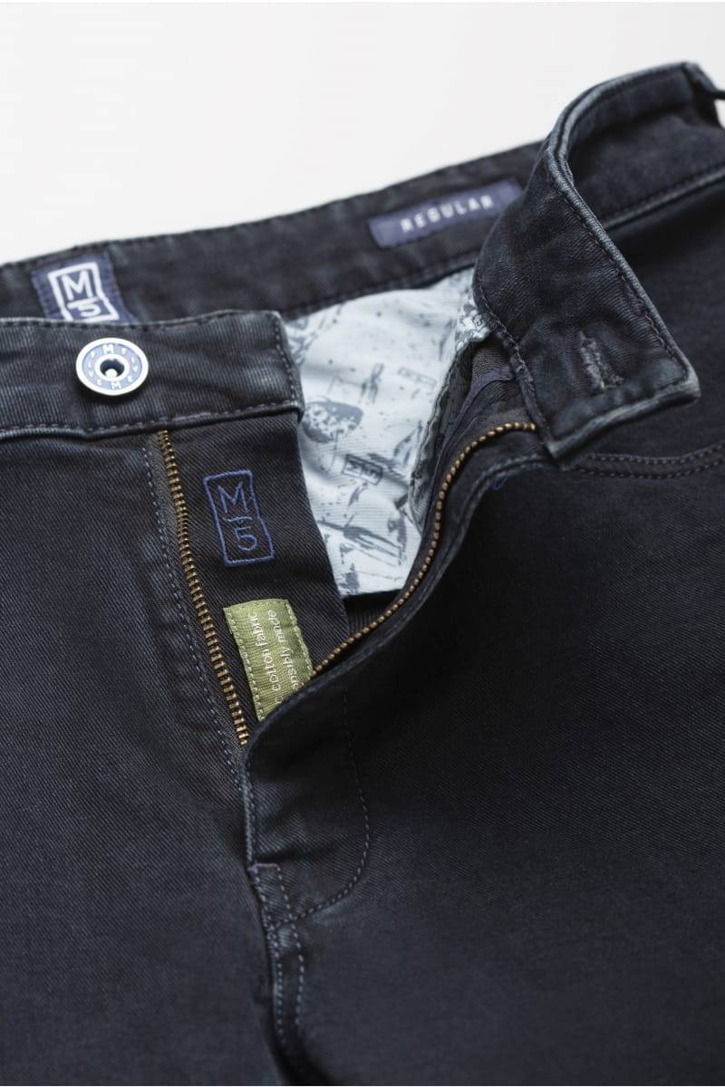 Meyer Jeans blu stone washed regular fit denim stretch bio m5 Saldi