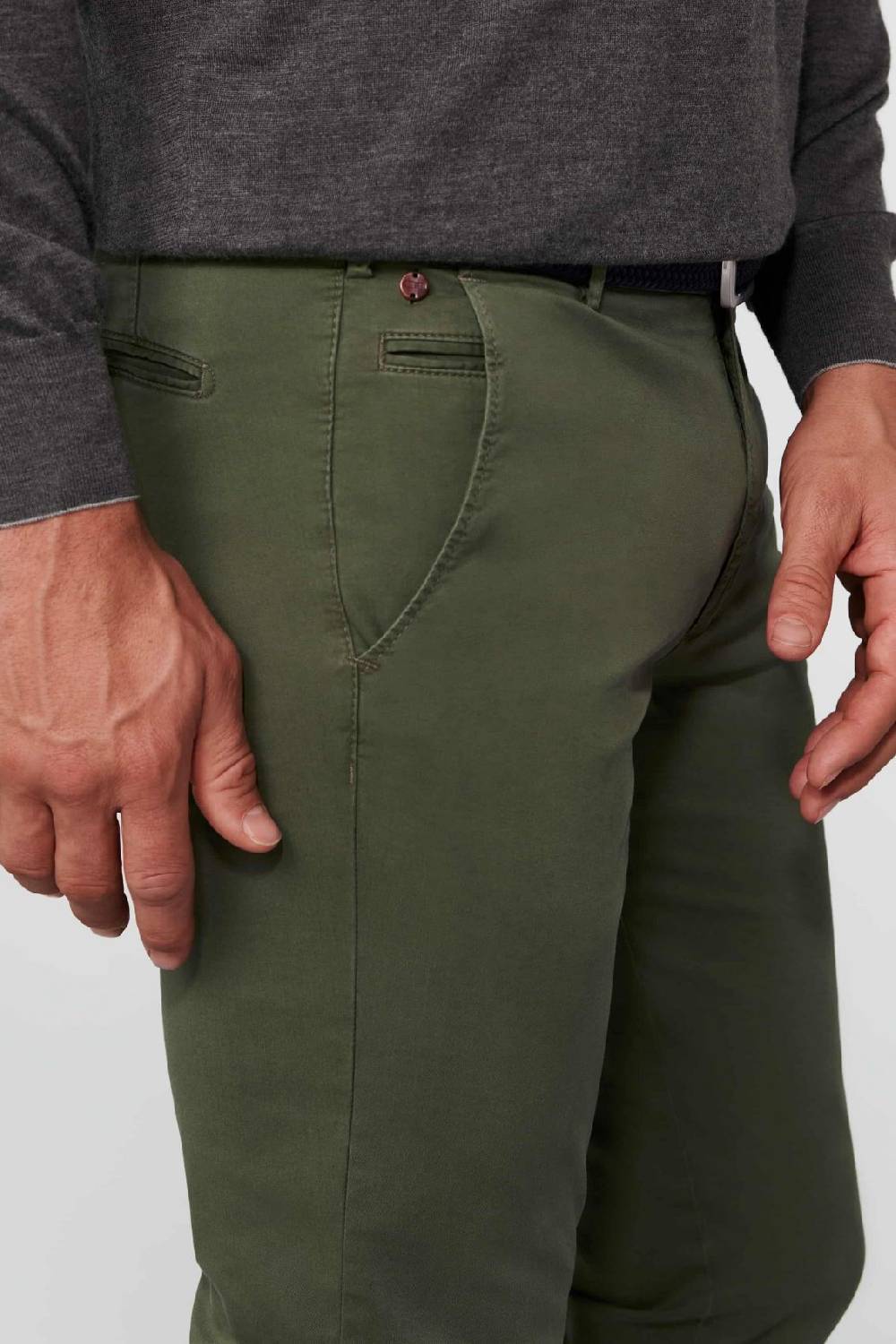 Meyer Pantalone verde oliva meyer cotone bio stretch modern fit Promozione