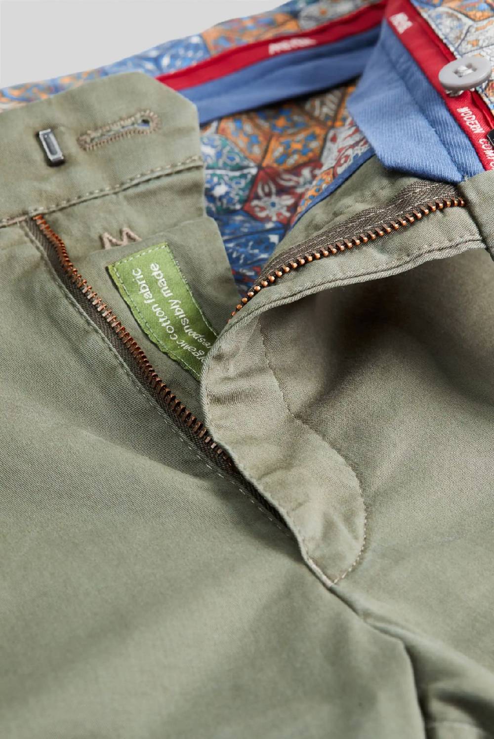 Meyer Pantalone verde oliva meyer cotone bio stretch modern fit Promozione