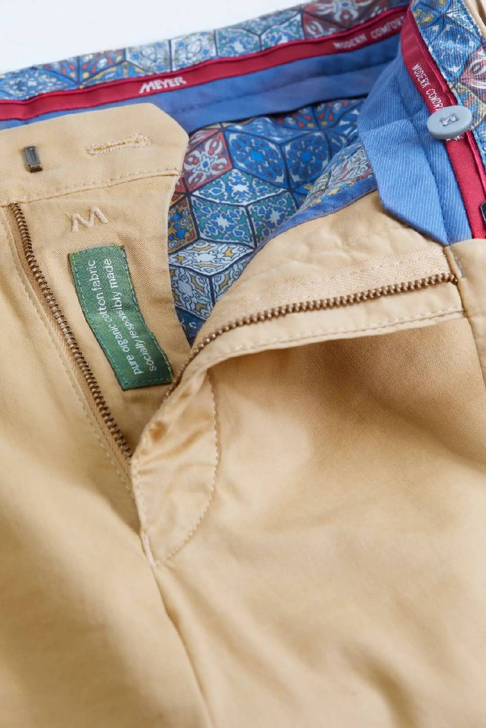Meyer Pantalone color cammello meyer cotone bio stretch modern fit Soddisfazione Garantita