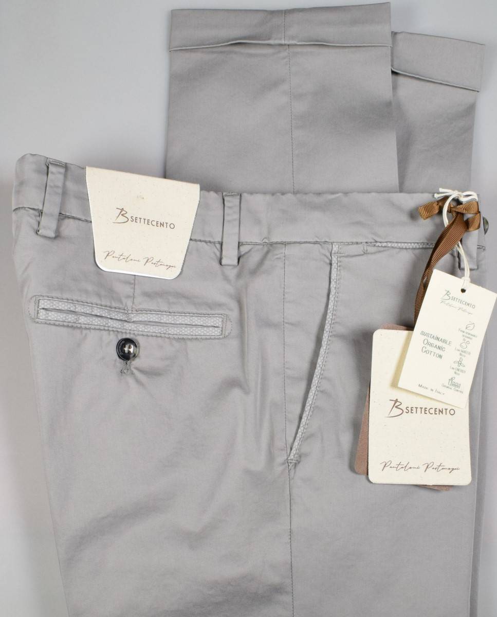 B Settecento Pantalone grigio chiaro b700 in cotone raso stretch slim fit Consegna Veloce