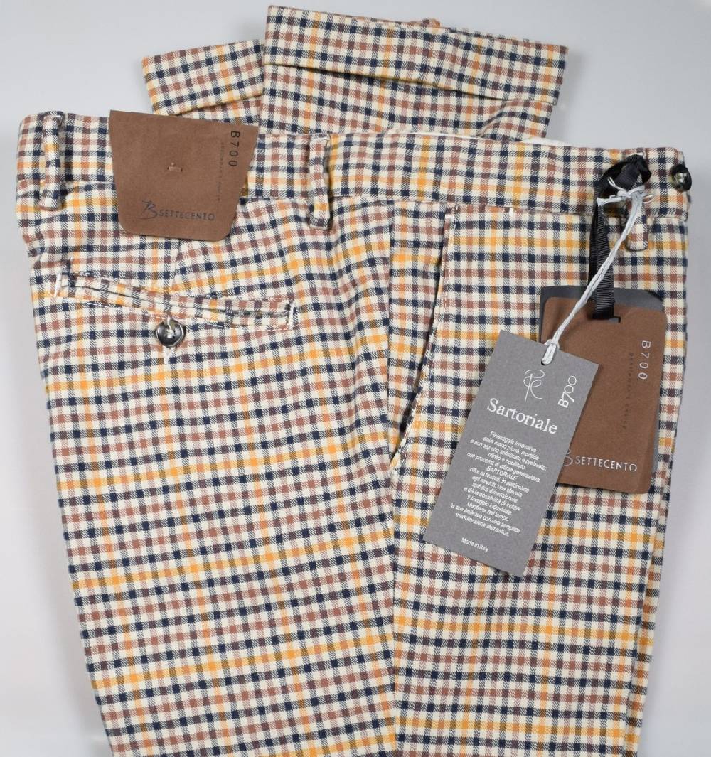 B Settecento Pantalone a quadretti bsettecento cotone stretch slim fit Affare Del Giorno