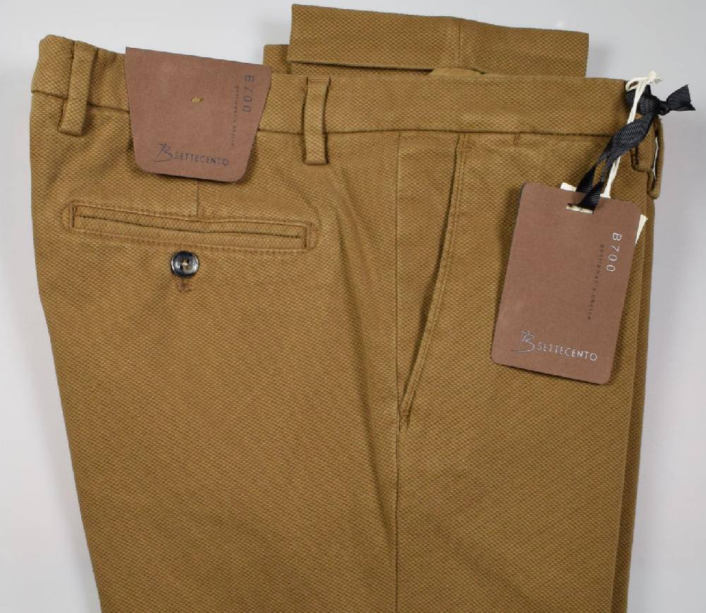 B Settecento Pantalone tabacco bsettecento in cotone stretch armaturato slim fit Offerta