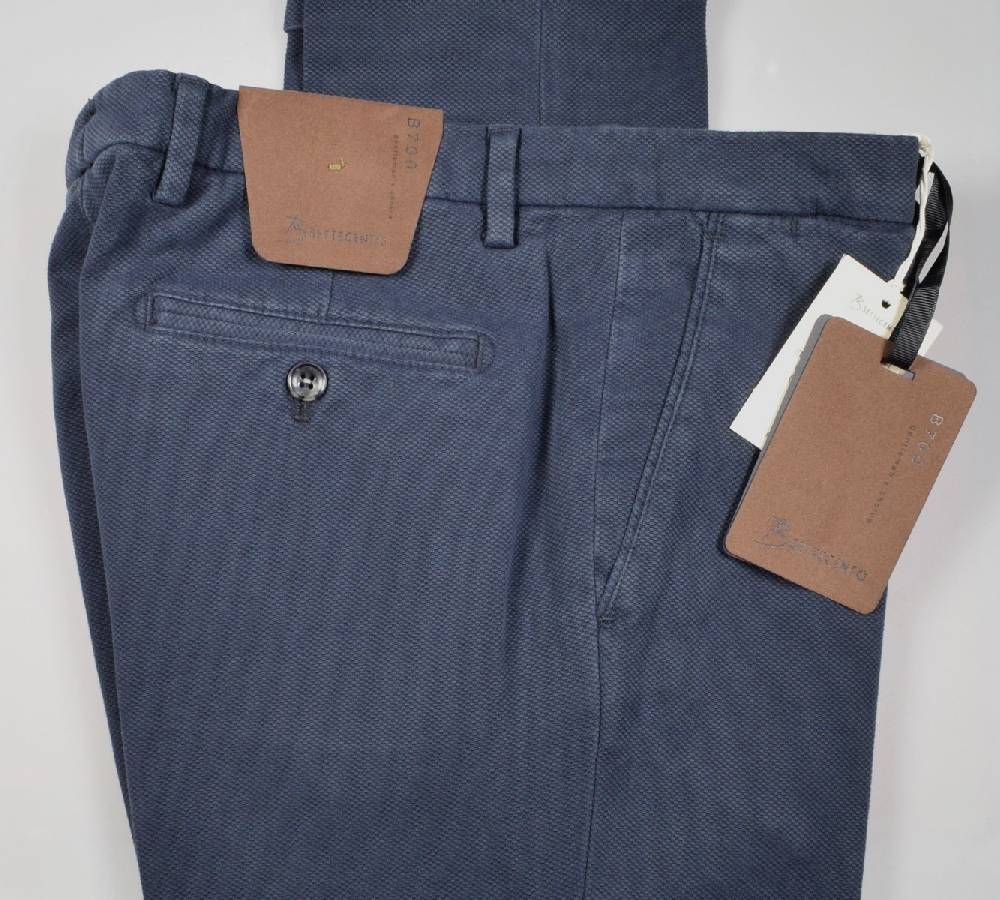 B Settecento Pantalone blu bsettecento in cotone stretch armaturato slim fit Economico