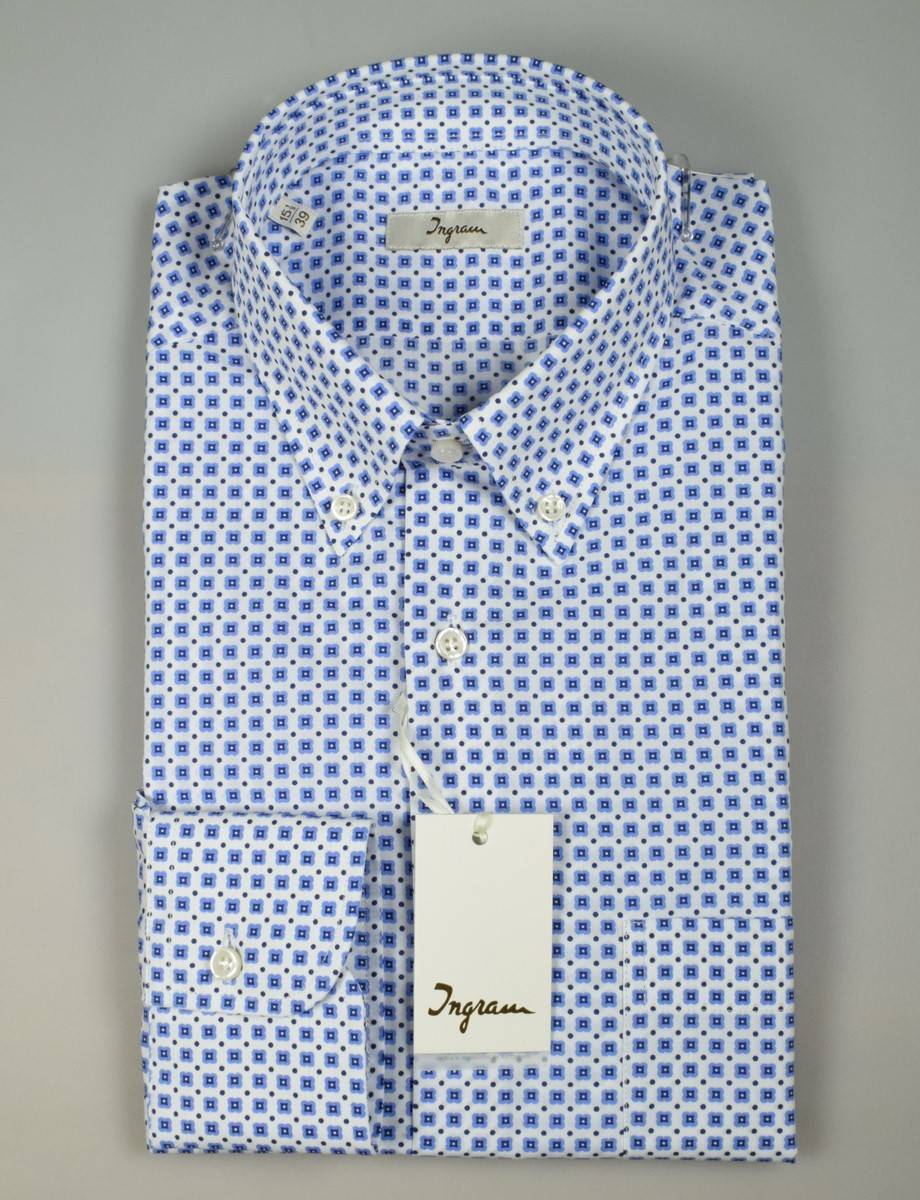 Ingram Camicia ingram button down cotone stampato regular fit Fino al 50% di sconto