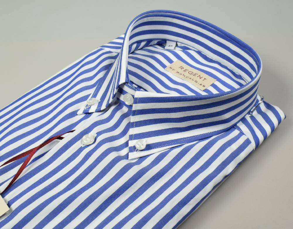 Regent by Pancaldi Camicia a righe azzurro pancaldi regular fit cotone stretch Fino al 60% di sconto