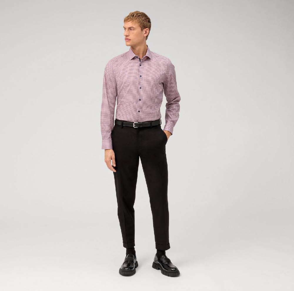 Olymp Camicia bordeaux olymp slim fit cotone stretch stampato Fino al 55% di sconto