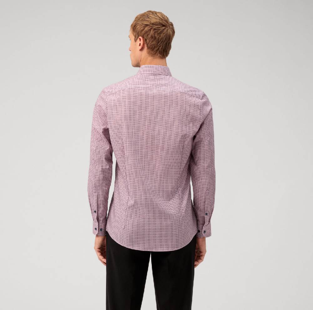 Olymp Camicia bordeaux olymp slim fit cotone stretch stampato Fino al 55% di sconto