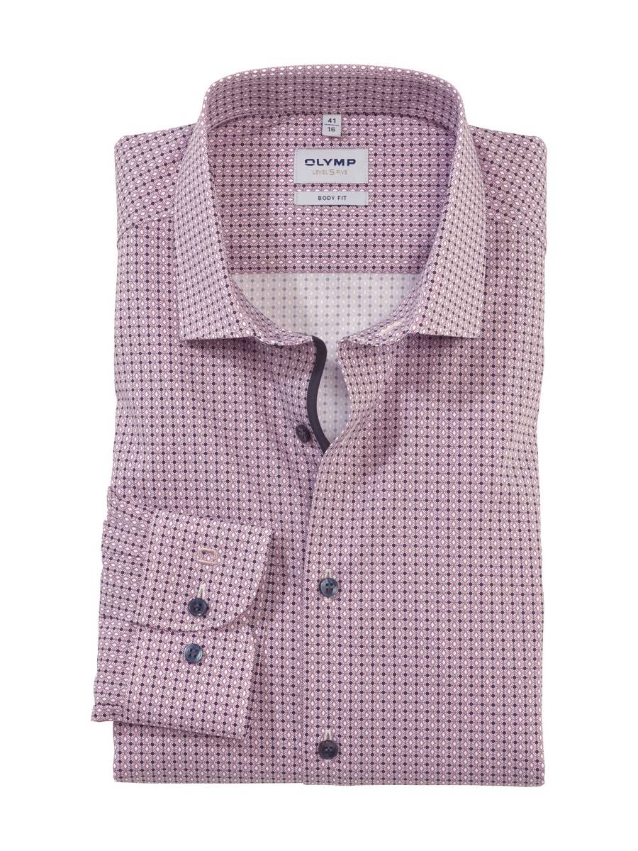 Olymp Camicia bordeaux olymp slim fit cotone stretch stampato Fino al 55% di sconto
