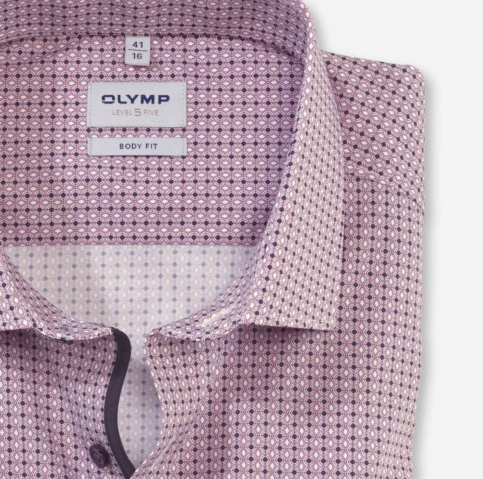 Olymp Camicia bordeaux olymp slim fit cotone stretch stampato Fino al 55% di sconto