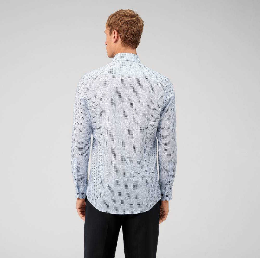 Olymp Camicia azzurra olymp slim fit cotone stretch stampato Discount Store per i nuovi prodotti