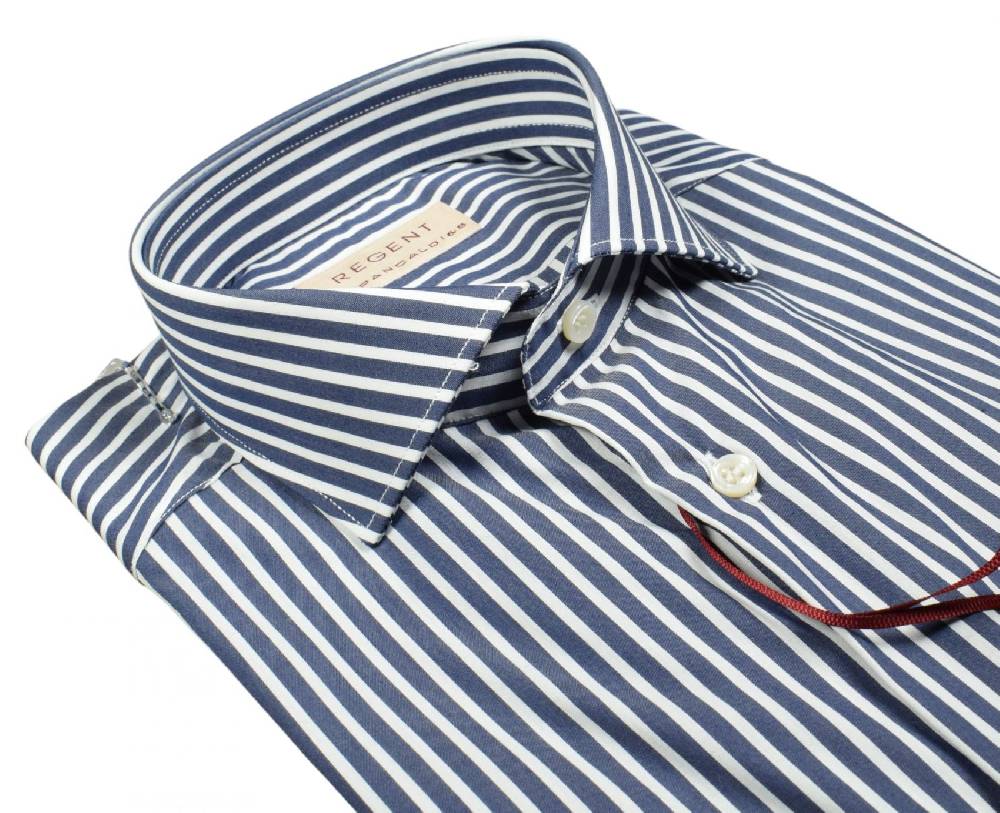 Regent by Pancaldi Camicia pancaldi slim fit blu scuro a righe cotone stretch Solo un giorno rimasto