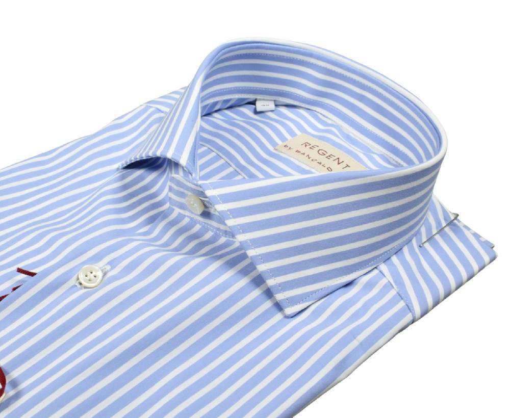 Regent by Pancaldi Camicia pancaldi slim fit celeste a righe cotone stretch Super sconto