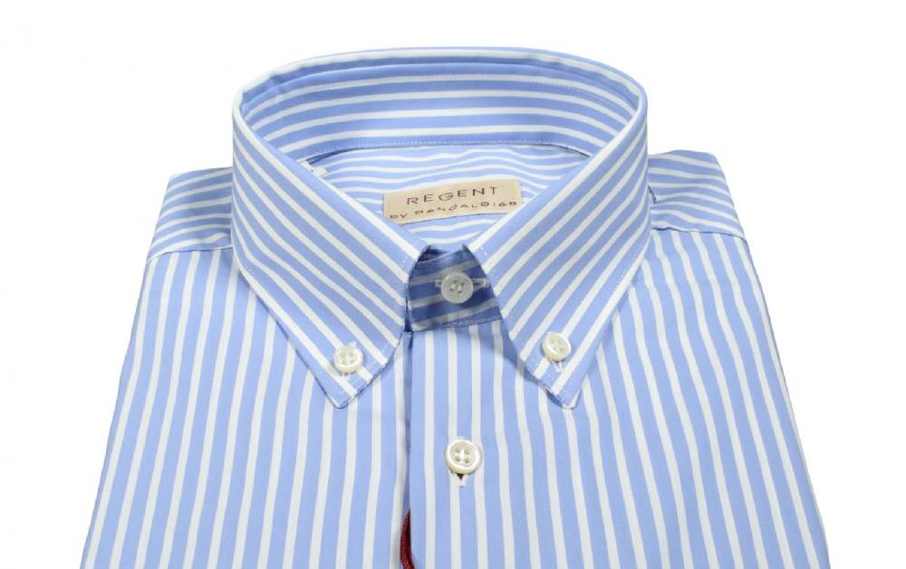 Regent by Pancaldi Camicia pancaldi celeste a righe regular fit cotone stretch Enormi sconti