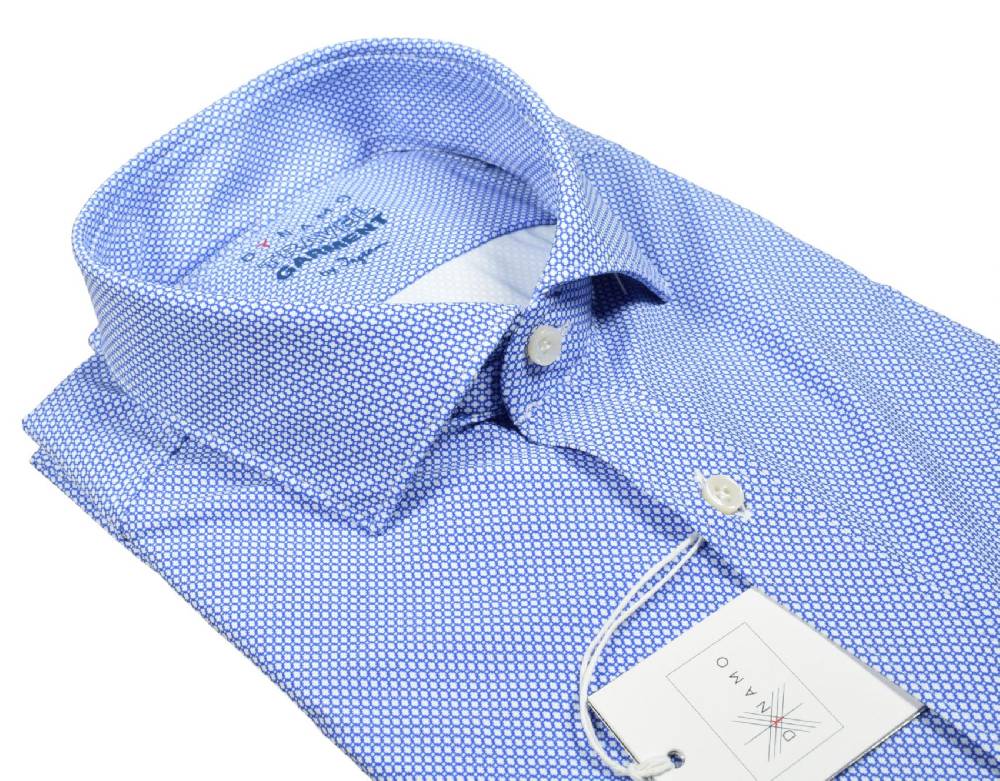 Ingram Camicia azzurra micro disegno ingram dynamo tessuto performante vestibilità slim fit Officina