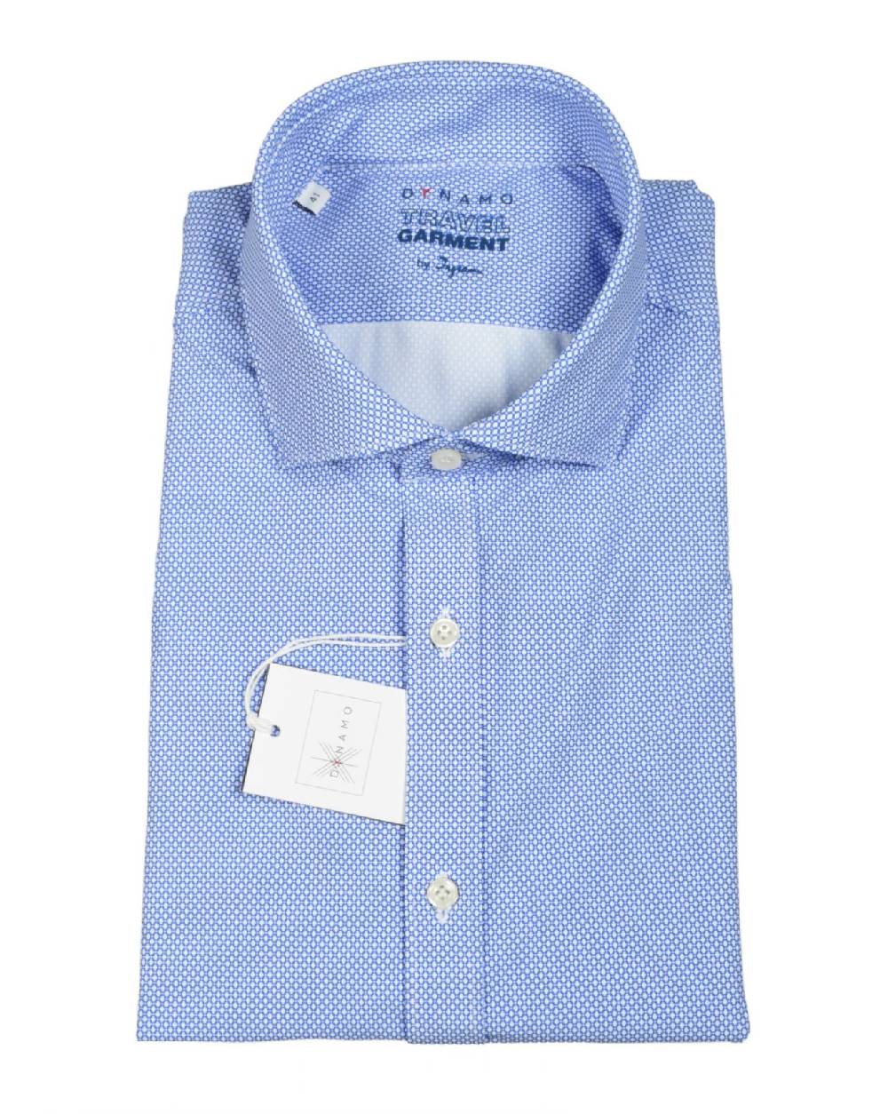 Ingram Camicia azzurra micro disegno ingram dynamo tessuto performante vestibilità slim fit Officina