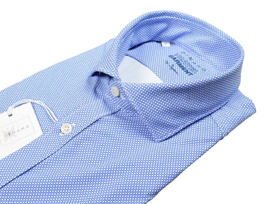Ingram Camicia azzurra micro disegno ingram dynamo tessuto performante vestibilità slim fit Officina