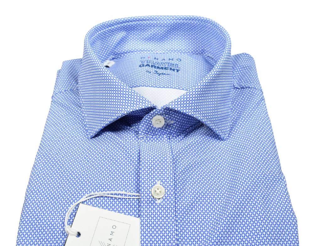 Ingram Camicia azzurra micro disegno ingram dynamo tessuto performante vestibilità slim fit Officina