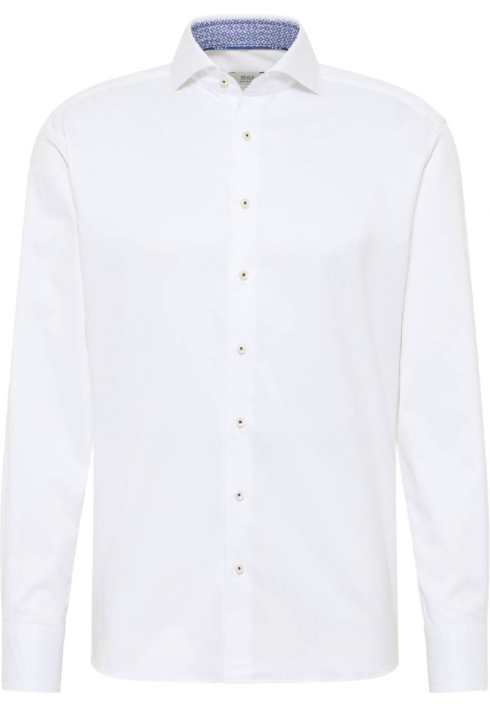 Eterna Camicia bianca eterna cotone twill ritorto modern fit interno in contrasto 50% di sconto per tempo limitato