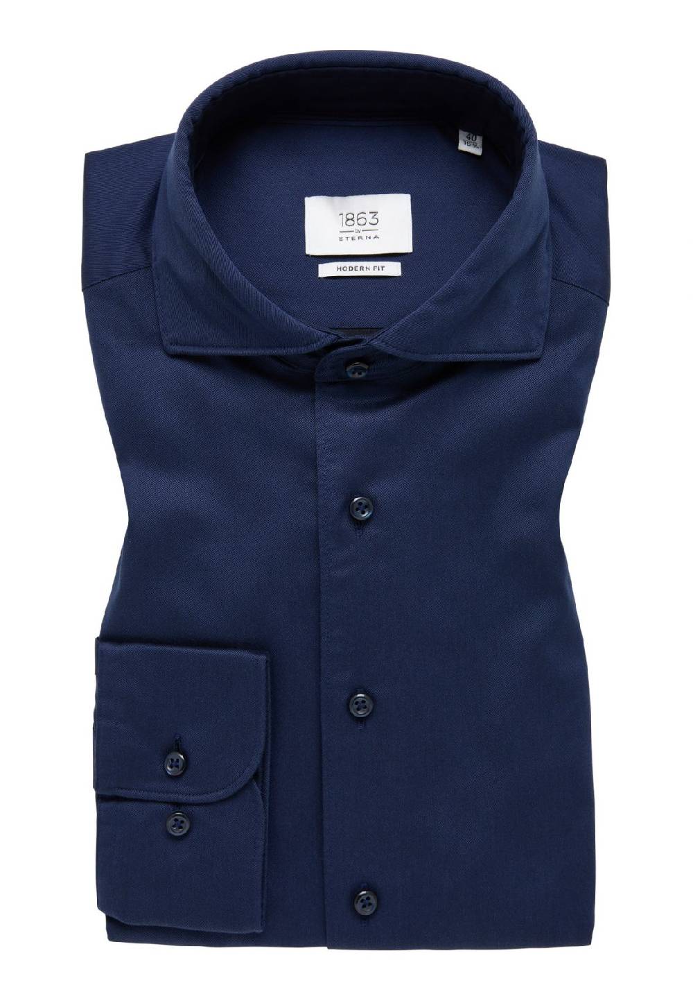 Eterna Camicia blu scuro eterna cotone twill ritorto modern fit