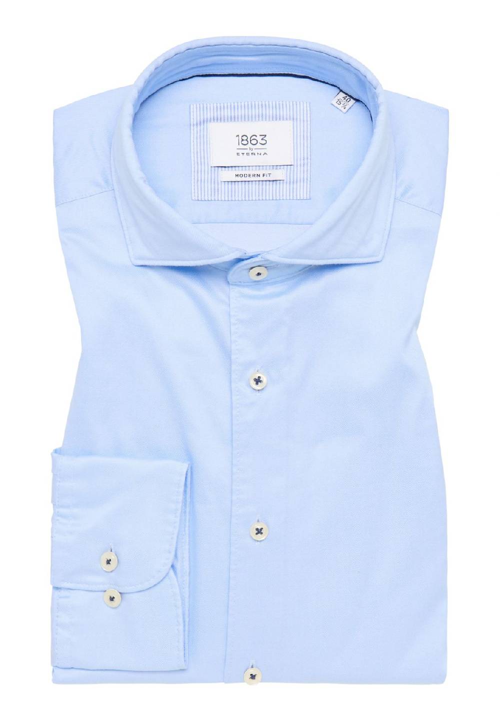 Eterna Camicia celeste eterna cotone twill ritorto modern fit Italy