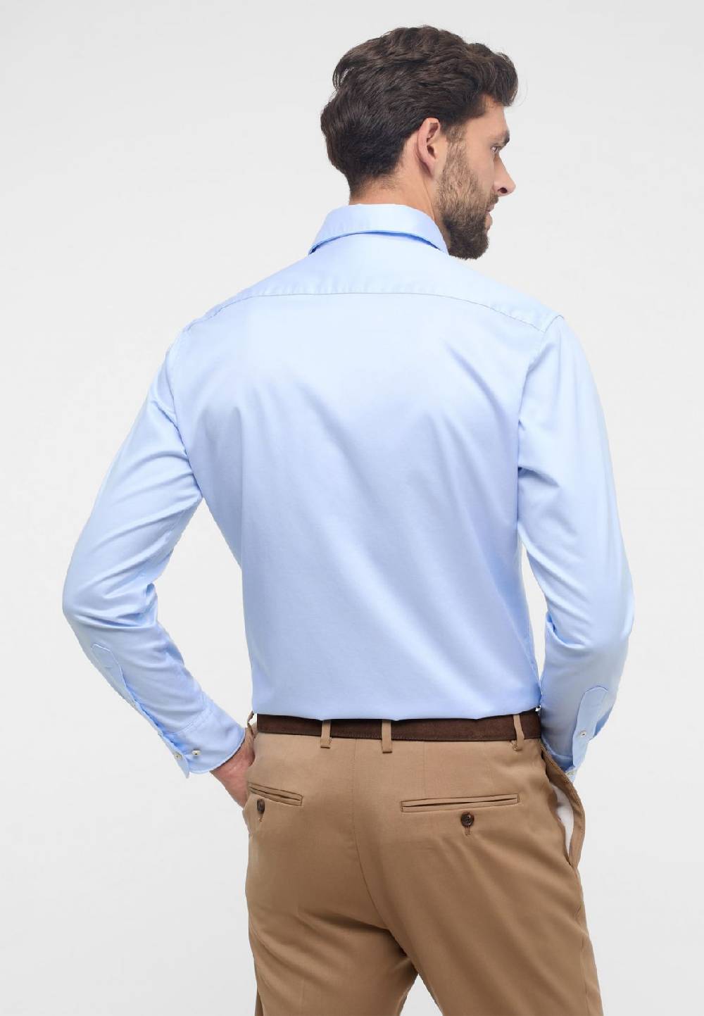 Eterna Camicia celeste eterna cotone twill ritorto modern fit Italy