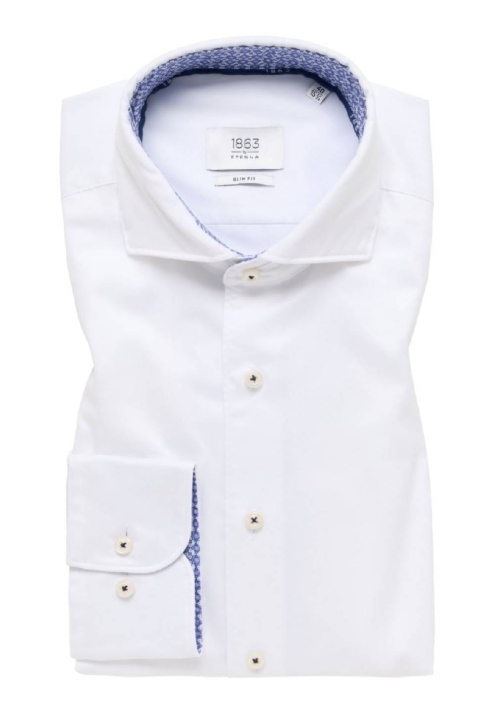 Eterna Camicia bianca eterna slim fit cotone twill interno in contrasto Nuovo