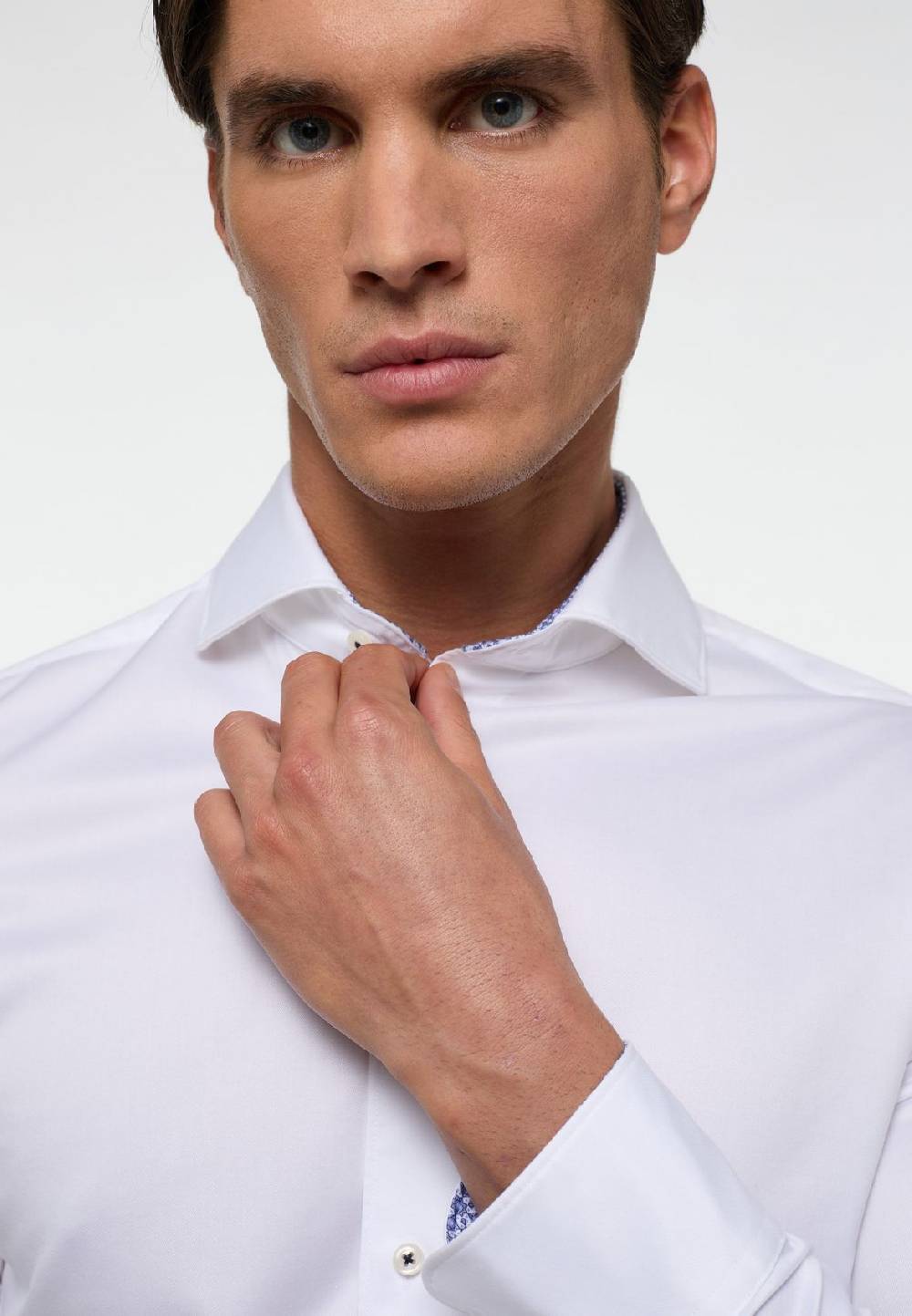 Eterna Camicia bianca eterna slim fit cotone twill interno in contrasto Nuovo