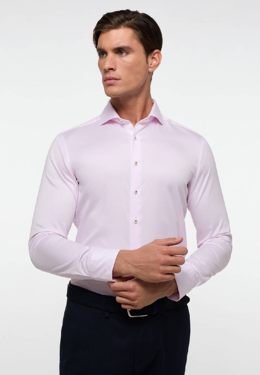 Eterna Camicia eterna slim fit rosa chiaro in cotone twill ritorto Qualità