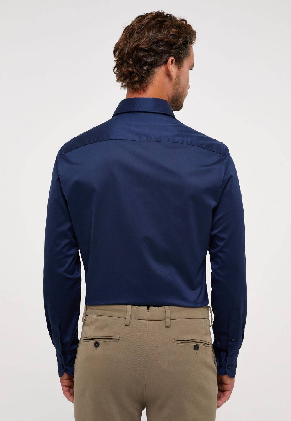 Eterna Camicia eterna slim fit blu scuro in cotone twill ritorto Vendita