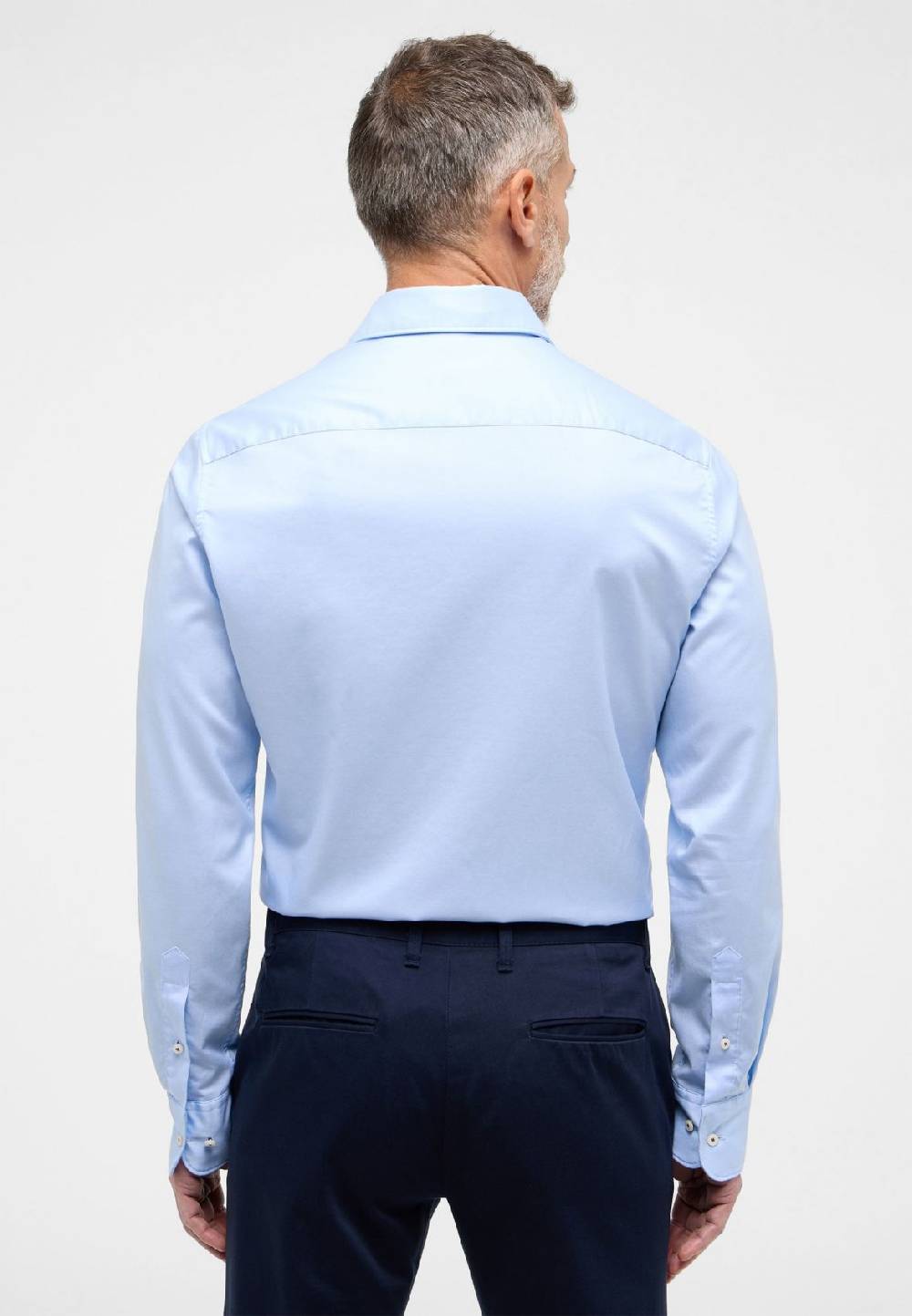 Eterna Camicia eterna slim fit celeste in cotone twill ritorto Promozione